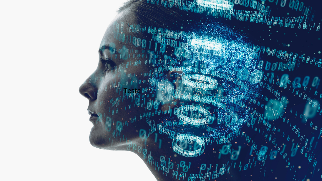 Foto mulher tecnologia IA. representa uma mente sobrecarregada de informação